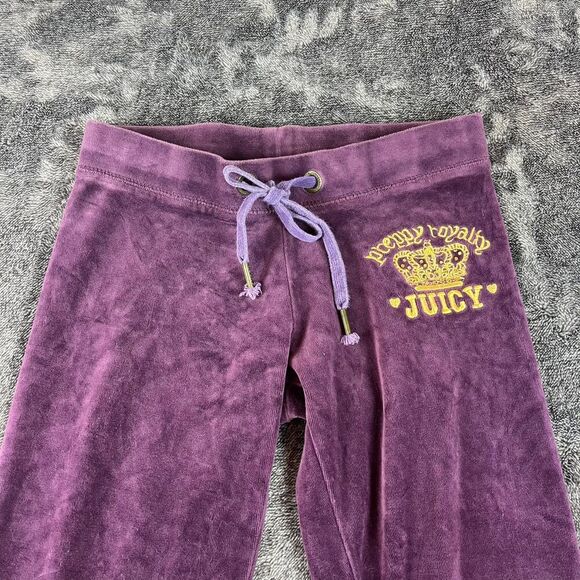 Vtg Y2K Juicy Couture Velour Sweatpants Embellished Embroidered S Purple USA - Picture 2 of 11